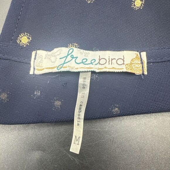 FREEBIRD Navy BLUE w/ GOLD Sleeveless Open Back Lined Dress Career Date Travel-M - Picture 8 of 10